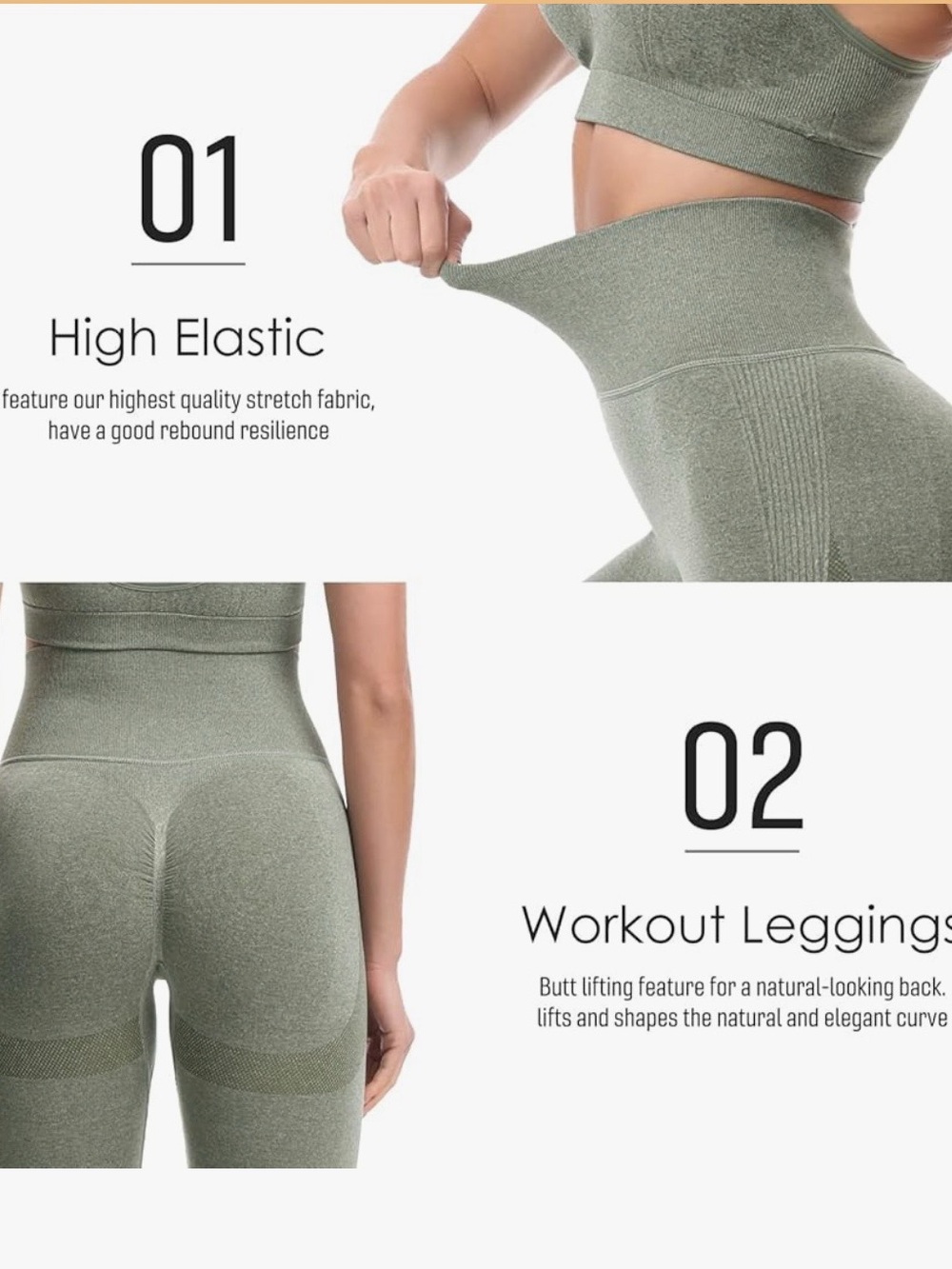 YNS Generic Olive Green Seamless High-Waist Legging & Racerback Sports Bra Set